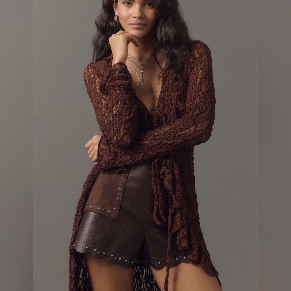 ANTHROPOLOGIE Studded Faux Leather Shorts
